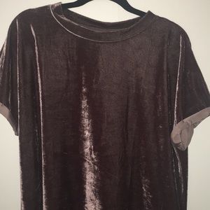 Velvet rolled sleeve Tee